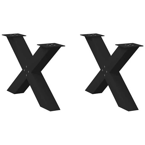 Gambe Tavolo Pranzo A Forma Di X 2 Pz Nero 70x(42-43)cm Acciaio - Foto 1