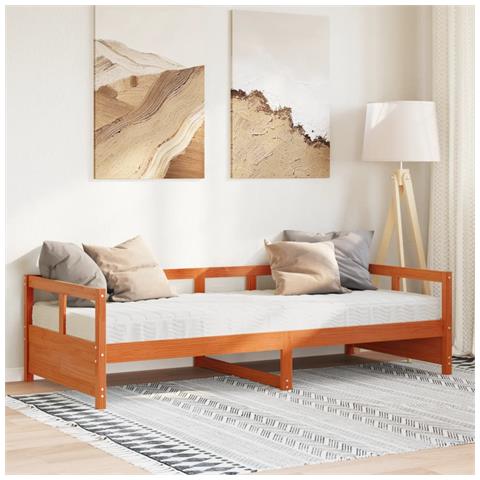 Dormeuse Con Materasso Marrone 80x200 Cm Legno Massello Di Pino - Foto 1