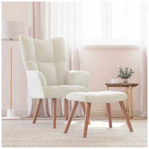 Lusso Casadino -  Poltrona Relax Con Poggiapiedi Bianco Crema In Velluto - Foto 8