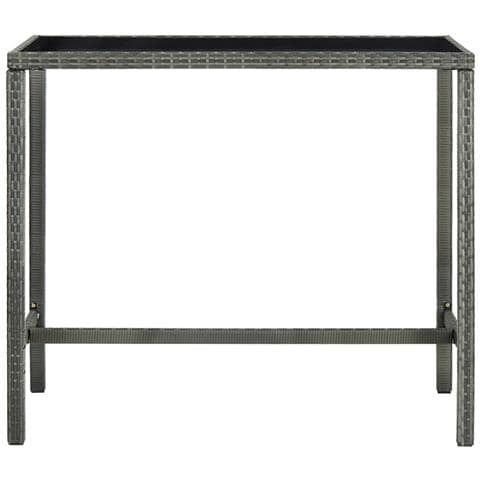 Tavolo Da Bar Per Esterni Grigio 130x60x110cm Polyrattan Vetro - Foto 1