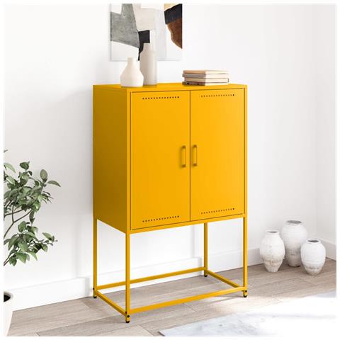 Credenza Giallo Senape 68,5x38,5x107 Cm In Acciaio - Foto 2