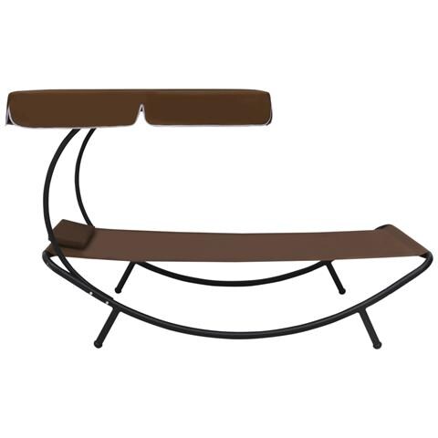 Lettino Da Esterno Con Baldacchino E Cuscino Marrone - Foto 1