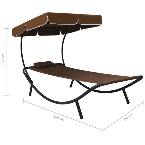 Lettino Da Esterno Con Baldacchino E Cuscino Marrone - Foto 7