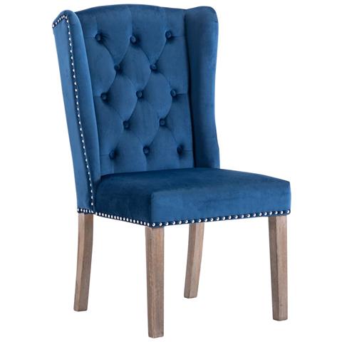 Sedia Da Pranzo Blu In Velluto - Foto 1