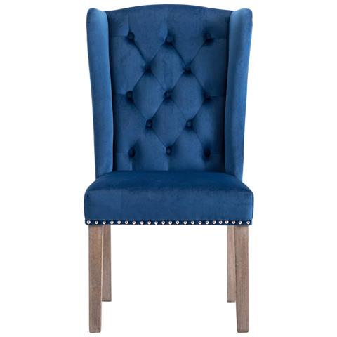 Sedia Da Pranzo Blu In Velluto - Foto 2