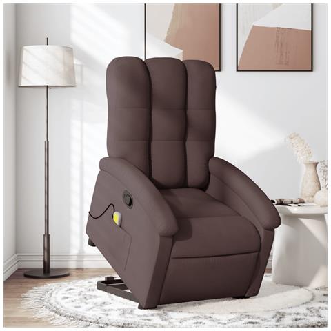 Lusso Casadino - Poltrona Alzapersona Massaggi Reclinabile Marrone Scuro Tessuto - Foto 8