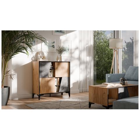 Libreria 4D OVO 90x38xH90 rovere /cemento - Foto 2