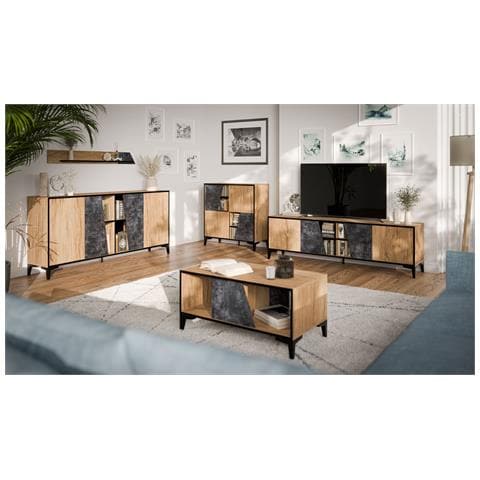 Libreria 4D OVO 90x38xH90 rovere /cemento - Foto 4