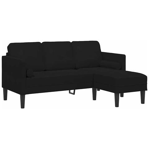 Divano a 3 posti con chaise longue a forma di L nero 160 cm in velluto - Foto 1