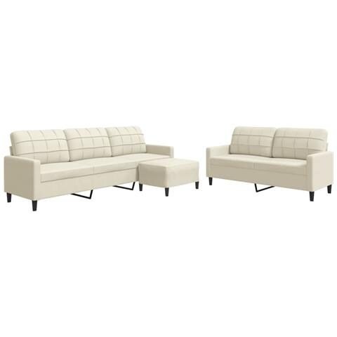 Set di Divani 3 pz con Cuscini Crema in Velluto - Foto 1