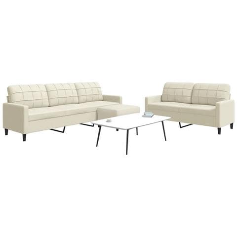 Set di Divani 3 pz con Cuscini Crema in Velluto - Foto 2