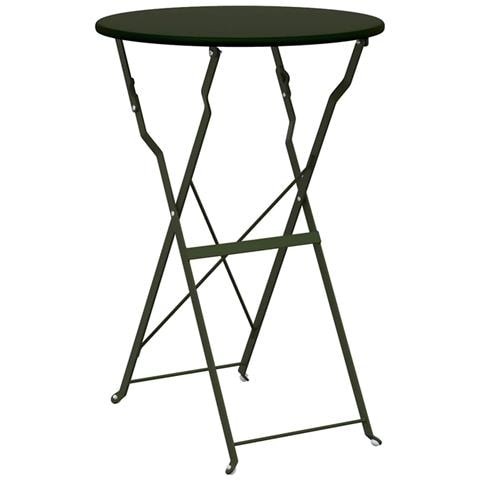 Tavolo Bistro Pieghevole Verde Scuro Ø50x71 cm in Acciaio Verniciato - Foto 1