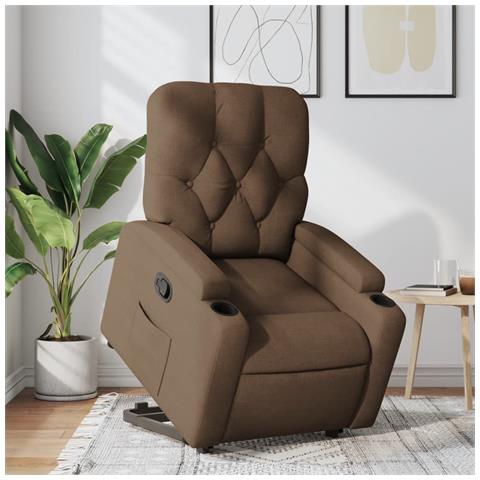 Poltrona Alzapersona Reclinabile Marrone in Tessuto - Foto 2