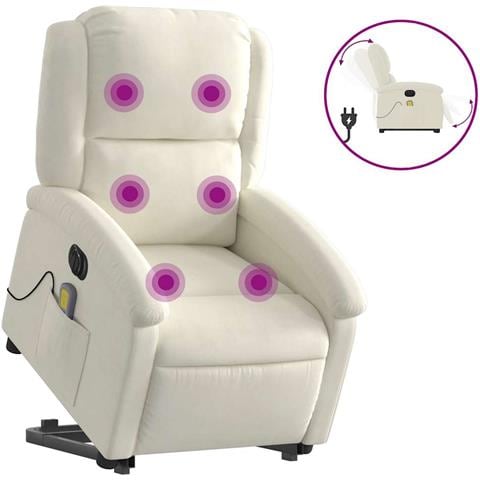 Poltrona Alzapersona Massaggiante Elettrica Crema Velluto - Foto 1