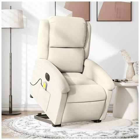 Poltrona Alzapersona Massaggiante Elettrica Crema Velluto - Foto 2