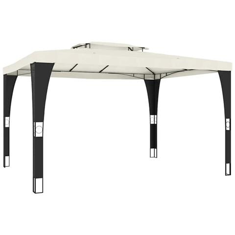 Gazebo con Tetto Doppio Crema 3,98x2,98 m in Acciaio - Foto 1