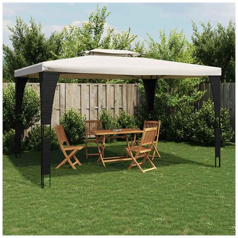 Gazebo con Tetto Doppio Crema 3,98x2,98 m in Acciaio - Foto 2