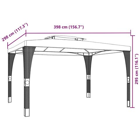 Gazebo con Tetto Doppio Crema 3,98x2,98 m in Acciaio - Foto 8
