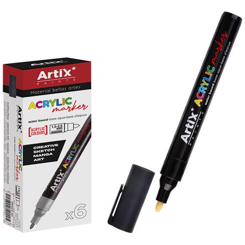 Confezione Da 6 Pz. Marker Acrilico Nero - Foto 1