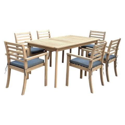 Set Di Mobili Da Giardino Acacia Similan 6 Posti - Cuscini Grigi - Foto 1