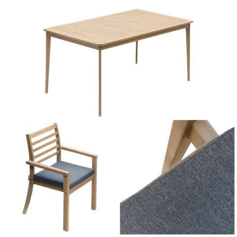 Set Di Mobili Da Giardino Acacia Similan 6 Posti - Cuscini Grigi - Foto 7