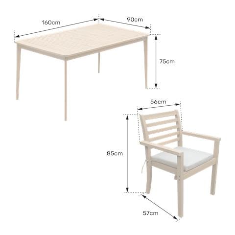 Set Di Mobili Da Giardino Acacia Similan 6 Posti - Cuscini Grigi - Foto 2