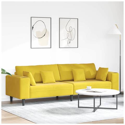 Divano in Velluto con cuscino Giallo 210 cm Velluto - Foto 2