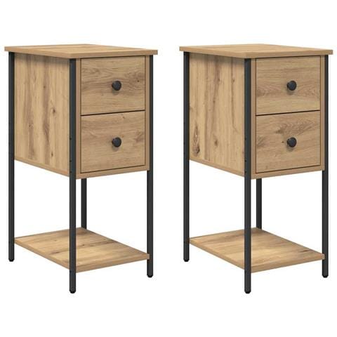 Armadio da Notte 2 pcs rovere artigianale 32 x 42 x 70 cm - Foto 1