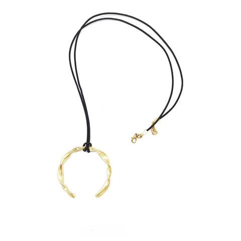 Collana Lunga Con Pelle Riccia E Luna, 80 Cm - Foto 1