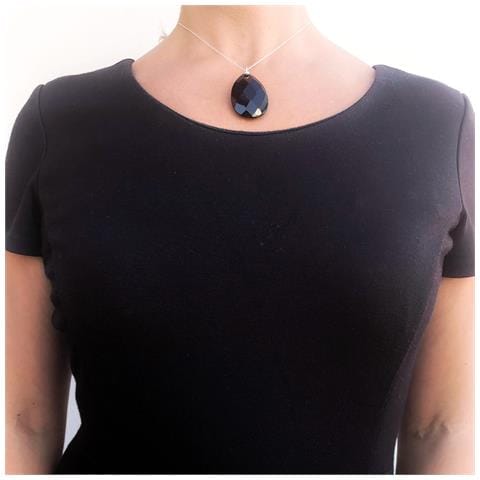 Girocollo In Argento Sterling ""drop"" Con Cristallo Nero - Foto 3
