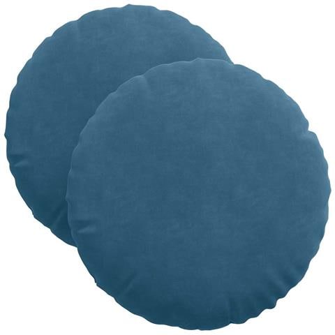 Cuscini per Seduta 2 pcs Blu Ø 40 x 13 cm Velluto - Foto 1