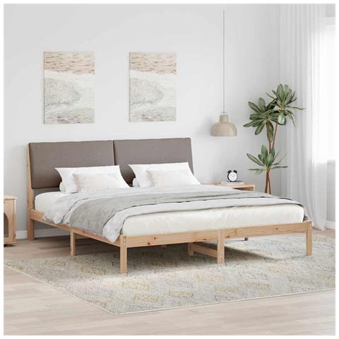 Struttura del Letto con testiera Marrone e taupe 200 x 200 cm - Foto 2