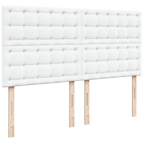 Struttura Letto Pouf con Materassi Bianco 200x200 cm Similpelle - Foto 9