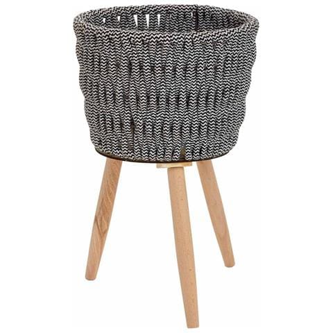Fioriera In Metallo E Cotone Grigio D26x19/41h - Foto 1