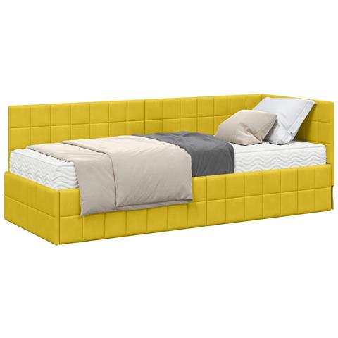 Struttura Letto Angolare con Materasso 2 pcs Giallo Velluto - Foto 1