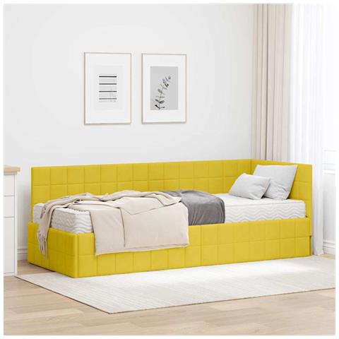 Struttura Letto Angolare con Materasso 2 pcs Giallo Velluto - Foto 2