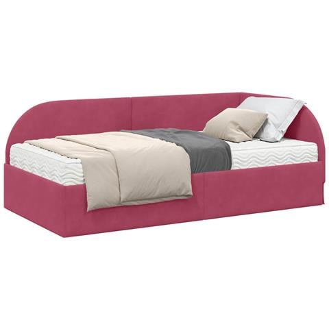 Struttura Letto Angolare con Materasso 2 pcs Rosso Velluto - Foto 1
