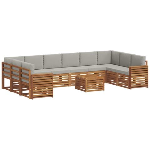 Set divani con cuscino 11 pcs Grigio Naturale e Chiaro - Foto 1