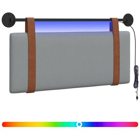 Testiera sospesa Con luce LED Grigio Chiaro PU Antico - Foto 1