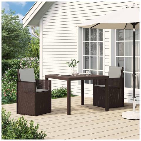 Sedie da pranzo da giardino 2 pcs Marrone e Grigio Chiaro PP - Foto 2