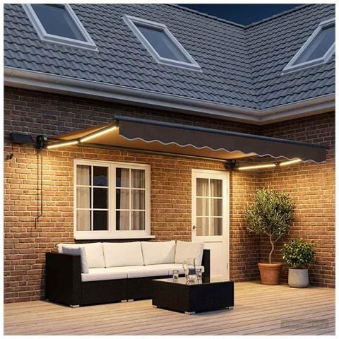 Tenda retrattile manuale con LED Tortora - Foto 2