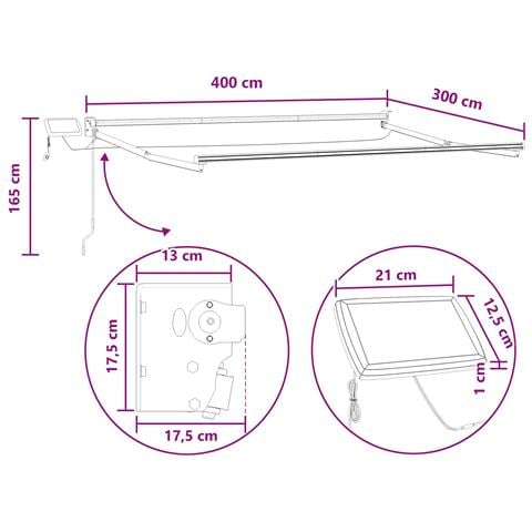 Tenda retrattile manuale con LED Tortora - Foto 9