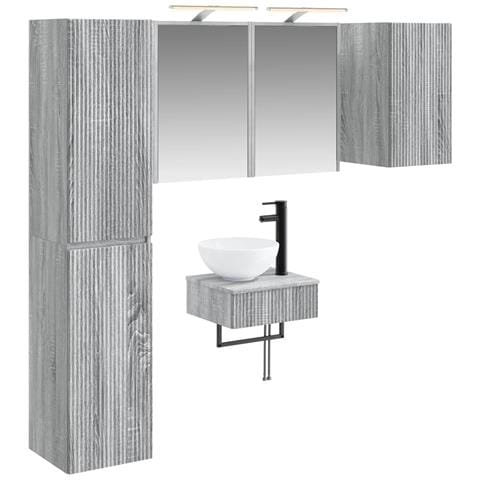Set di mobili per il bagno 5 pcs Sonoma grigio - Foto 1