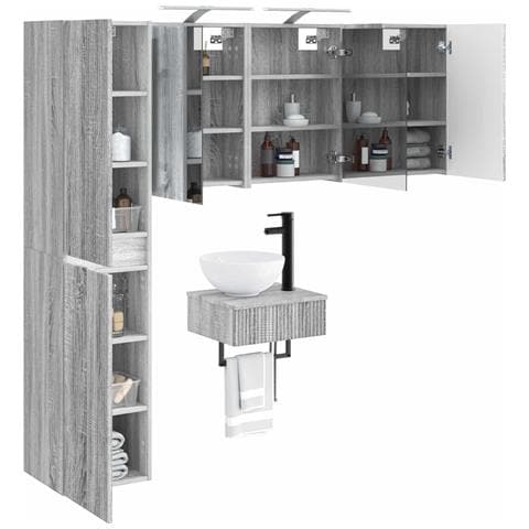 Set di mobili per il bagno 5 pcs Sonoma grigio - Foto 2