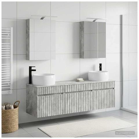 Set di Armadi da Bagno 5 pcs Grigio Cemento 50 x 14,5 x 70 cm - Foto 2