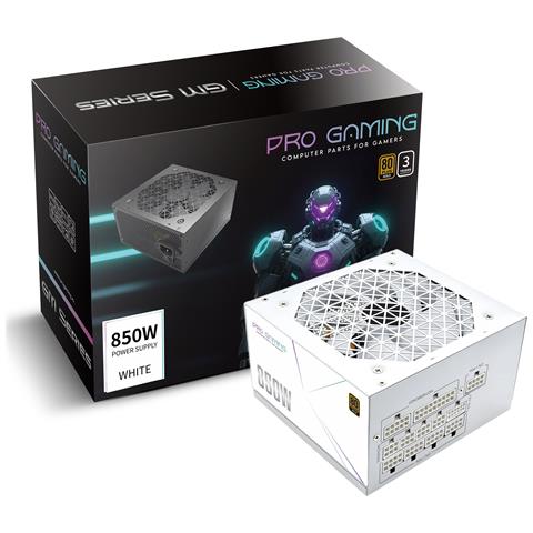 Alimentatore ATX 850W, 80+ Gold, Full Modular, Connettore 12VHPWR PCIe 5.0, Bianco - Foto 1