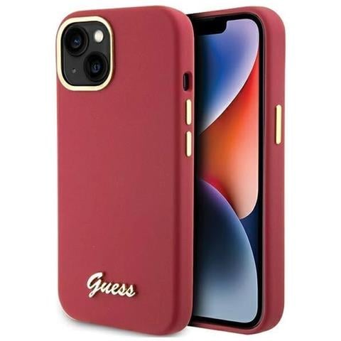 Indovina In Silicone Con Logo E Cornice In Metallo Per Iphone 15 - Rosso - Foto 7