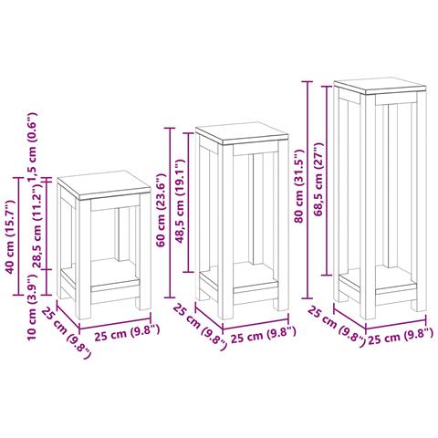 Supporto per piante 3 pz Naturale 25 x 25 x 80 cm - Foto 7
