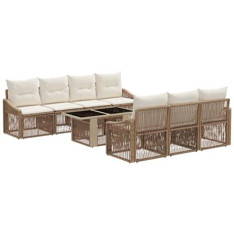 Set Divano da Giardino 8 pz Beige e Bianco Crema polyrattan - Foto 1