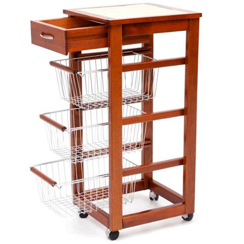 HOMEGARDEN - Carrello cucina slim in legno di faggio color ciliegio ... HOMEGARDEN - Carrello cucina slim in legno di faggio color ciliegio ...